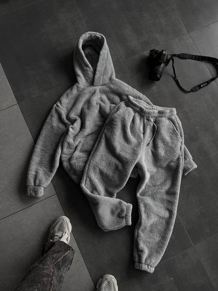 Плюшевий костюм Teddy худі + штани сірий Plhs3_3et18c6 фото