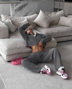 Жіночий костюм oversize зіп худі та штани сірий 1485gr_3et10c3 фото