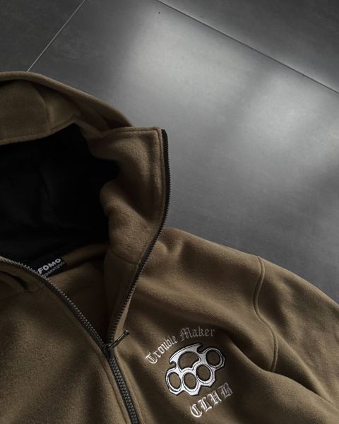 Зіп худі балаклава oversize коричневий zkt7_3et4c4 фото