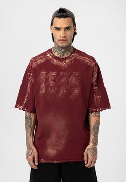 Футболка oversize 1975 бордова soe09r фото