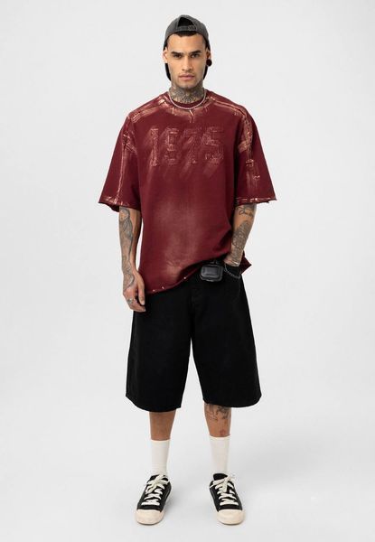 Футболка oversize 1975 бордова soe09r фото