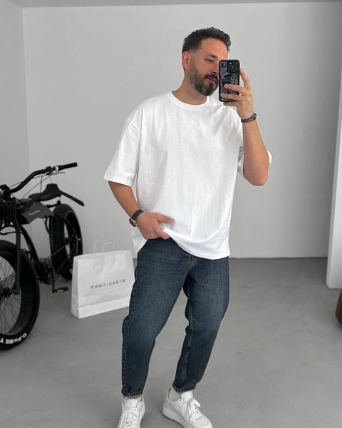 Базова футболка oversize біла so24f5 фото